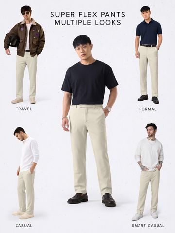 Buy Classic-Fit Pants: Ecru Beige Men Pants Online F56