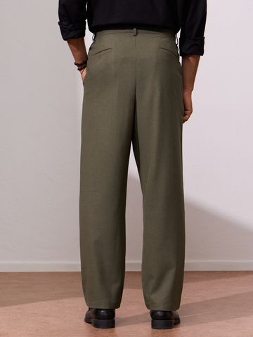 Buy Double Pleated Pants: Brown Men Super Flex Pants Online F56