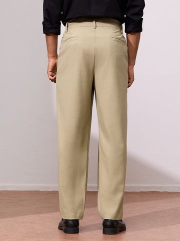 Buy Double Pleated Pants: Beige Men Pants Online F56