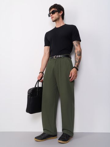 Buy Ottoman Textured Pants: Olive Men Pants Online F56