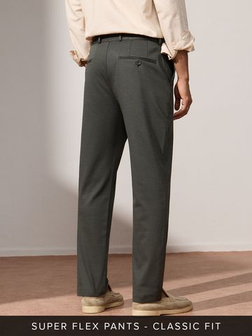 Buy Classic-Fit Pants: Dark Olive Green Men Pants Online F56