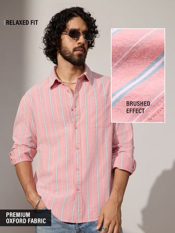 Buy Oversized Shirt: Salmon Men Relaxed Shirts Online C76