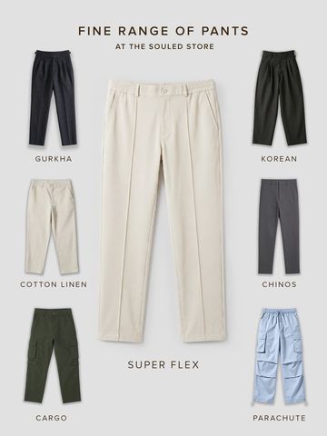 Buy Straight-Fit Pants: Ecru white Men Pants Online F56