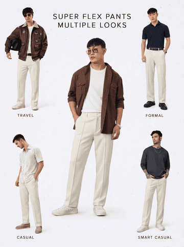 Buy Straight-Fit Pants: Ecru white Men Pants Online F56