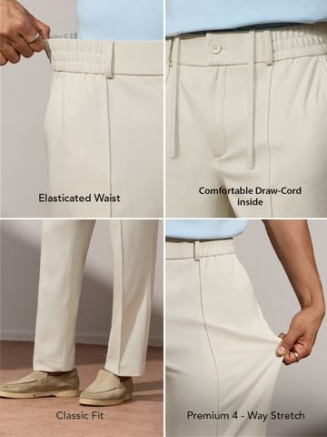 Buy Straight-Fit Pants: Ecru white Men Pants Online F56