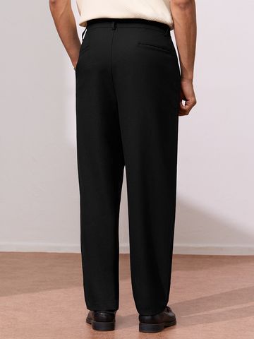 Buy Double Pleated Pants: Black Men Super Flex Pants Online F56