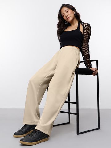 Premium Scuba Joggers: Vanilla Cream Women Joggers JB65