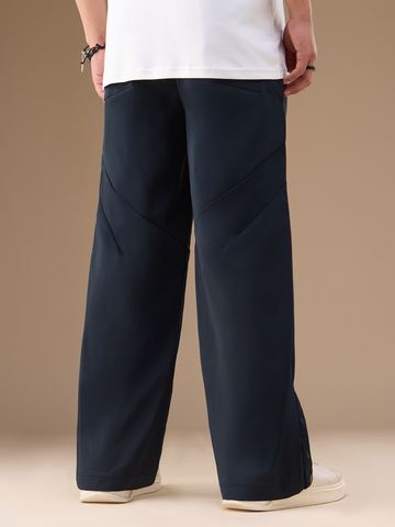Buy Baggy-Fit Pants: Navy Blue Men Cargo Pants Online F56