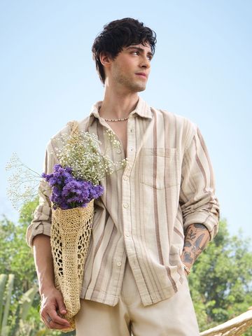 Buy Striped Shirt: Gold Dust Men Utility Shirts Online C76