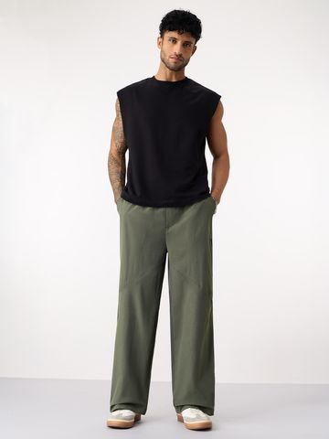 Buy Baggy-Fit Pants: Dusty Olive Men Pants Online F56