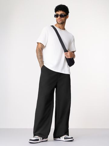 Buy Baggy-Fit Pants: Phantom Black Men Pants Online F56