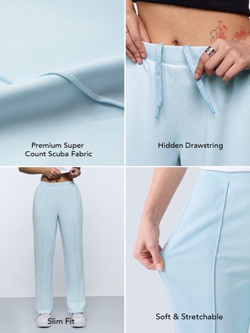 Premium Scuba Joggers: Sky Blue Women Joggers JB65