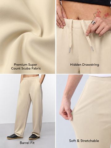 Premium Scuba Joggers: Vanilla Cream Women Joggers JB65
