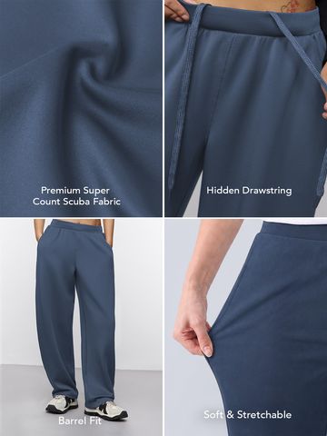 Premium Scuba Joggers: Denim Blue Women Joggers JB65