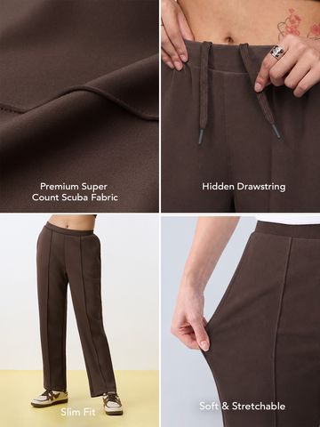Premium Scuba Joggers: Hazelnut Brown Women Joggers JB65