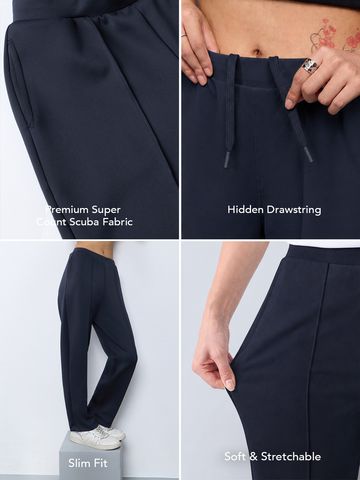 Premium Scuba Joggers: Navy Blue Women Joggers JB65