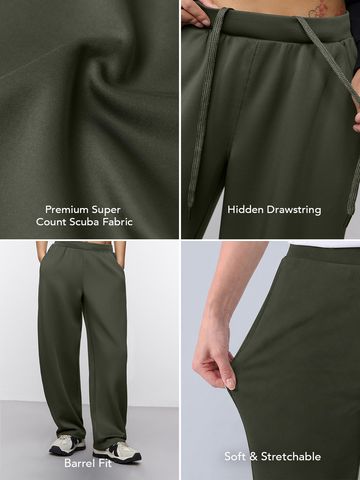 Premium Scuba Jogg: Classic Sage Women Flared Joggers JB65