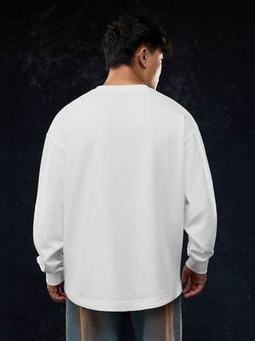 Buy Solids: Eggshell White Men Oversized Full Sleeve T-Shirts Online OS23
