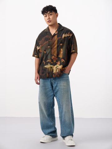 Buy Satin Shirt: Noir Men Oversized Shirts Online C76