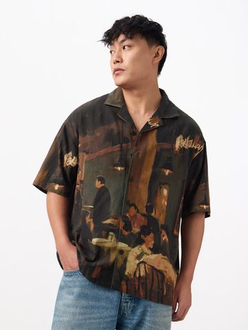 Buy Satin Shirt: Noir Men Oversized Shirts Online C76