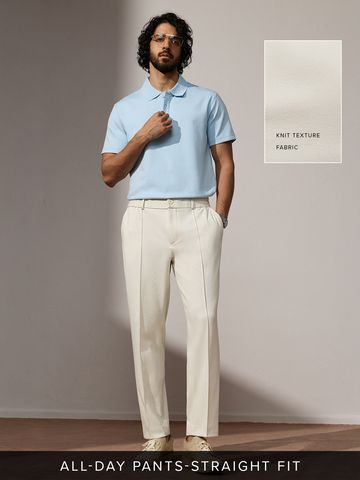 Buy Straight-Fit Pants: Ecru white Men Pants Online F56
