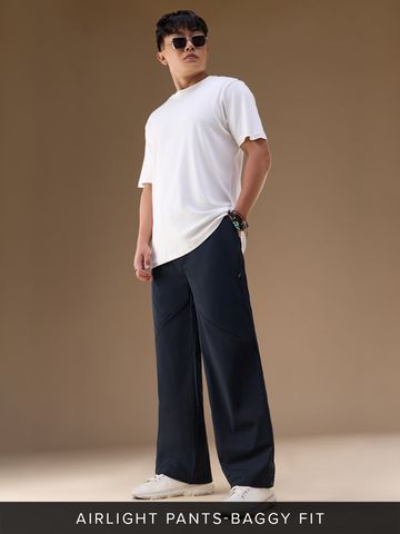 Buy Baggy-Fit Pants: Navy Blue Men Cargo Pants Online F56