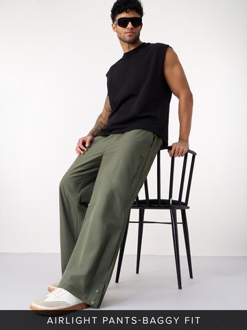 Buy Baggy-Fit Pants: Dusty Olive Men Pants Online F56