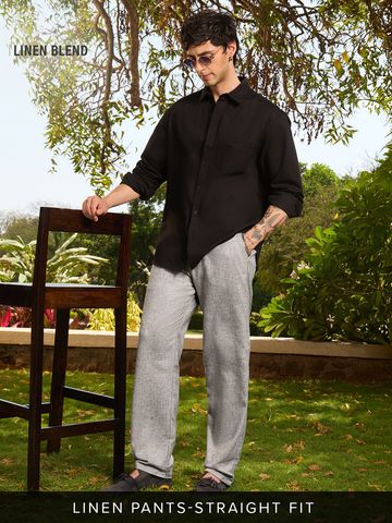 Buy Linen Pants: Blue Smoke Men Pants Online F56