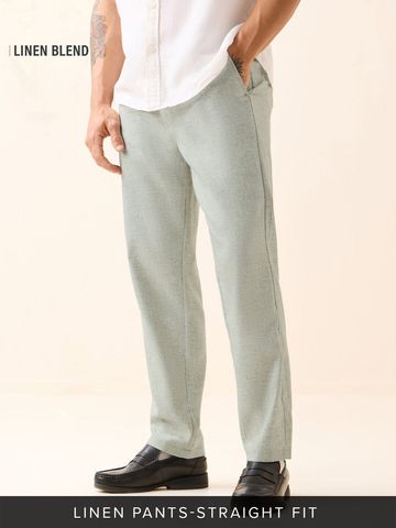 Buy Linen Pants: Pale Graphite Men Pants Online F56