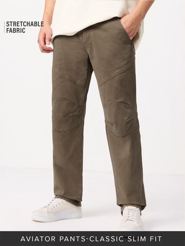 Buy Aviator Pants: Dark Khaki Men Pants Online F56