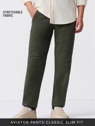 Buy Aviator Pants: Dark Olive Men Pants Online F56