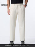 Buy Pleated Pants: Latte Cream Men Pants Online F56