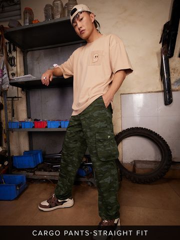 Buy Solids: Light Olive Men Cargo Pants Online F56