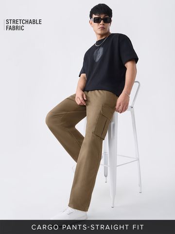 Buy Cargo Pants: Latte Dust Men Cargo Pants Online F56