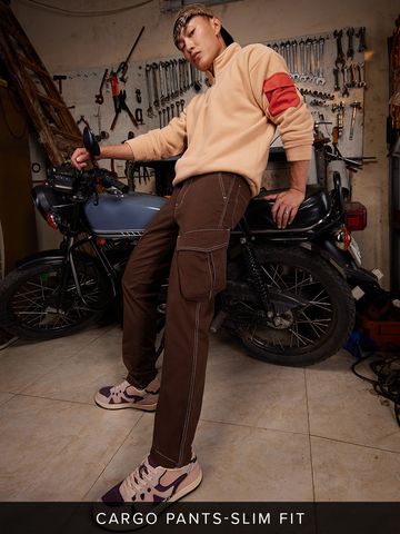 Buy Solids: Teak Men Cargo Pants Online F56