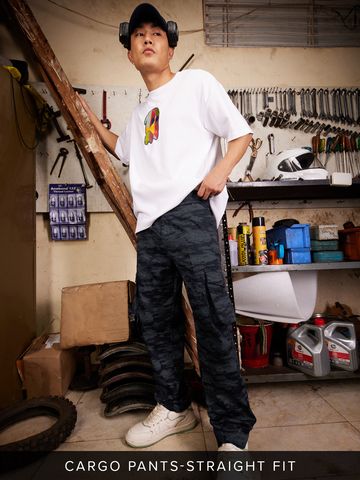 Buy Solids: Navy Men Cargo Pants Online F56