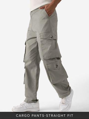 Buy Solids: Dark Grey Men Cargo Pants Online F56