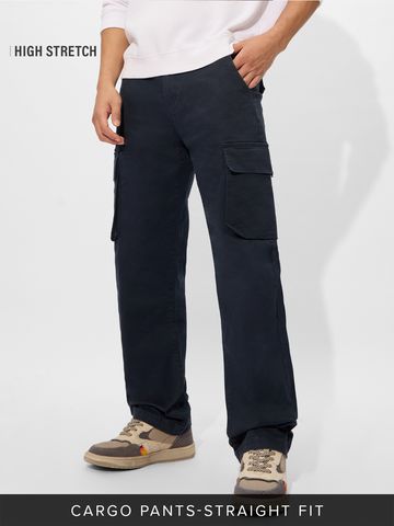 Buy Solids: Rich Navy Blue Men Cotton Pants Online F56