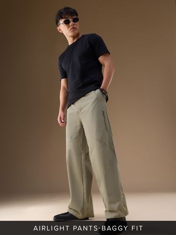 Buy Baggy-Fit Pants: Faded Olive Men Cargo Pants Online F56