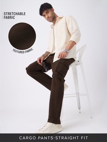 Buy Textured Cargo Pants: Cocoa Men Pants Online F56
