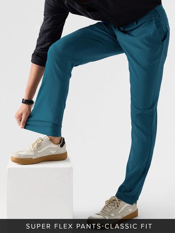Buy Solids: Steel Blue Grey Men Cotton Pants Online F56