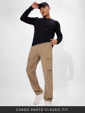 Buy Solids: Dark Beige Men Cargo Pants Online F56