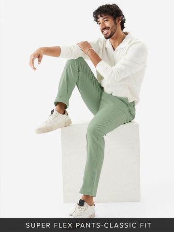 Buy Solids: Mint Men Cotton Pants Online F56