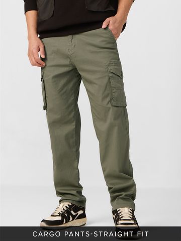 Buy Solids: Moss Green Men Cargo Pants Online F56