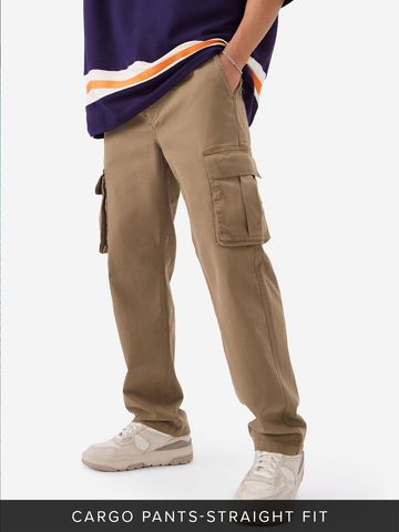 Buy Solids: Deep Tan Men Cargo Joggers Online F56