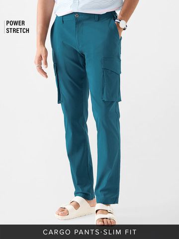 Buy Solids: Steel Blue Men Cargo Pants Online F56