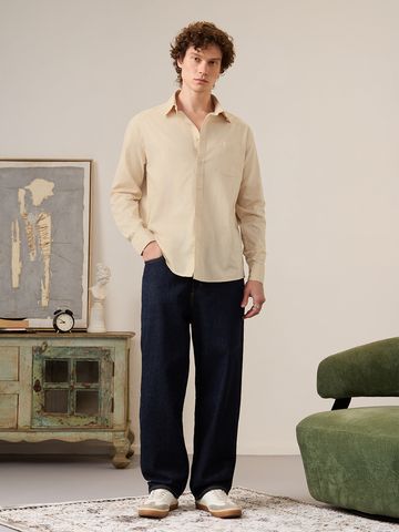 Buy Cotton-Linen Shirt: Sunflower Men Cotton Linen Shirts Online C76