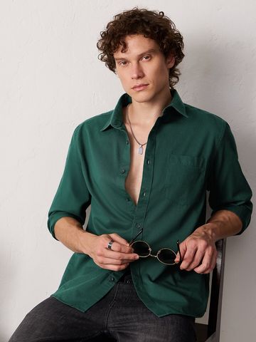 Buy Solids: Green Grove Men Solid Shirt Online C76