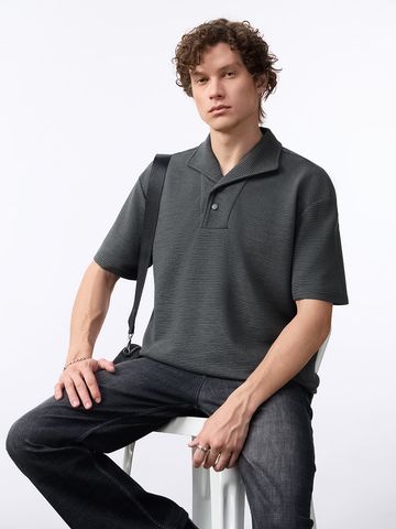 Buy Oversized Polo: Chambray Men Oversized Polo Online P09