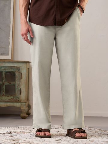 Buy Straight-Fit Pants: Stone Grey Men Pants Online F56